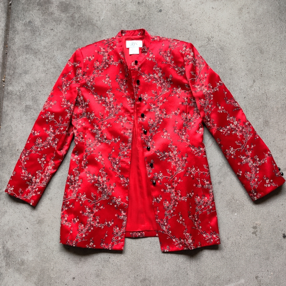 Vintage Red Floral Blazer